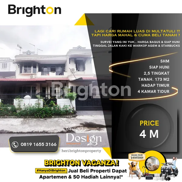 RUMAH LUAS DAERAH JL. MULTATULI. TINGGAL JALAN KAKI KE STARBUCKS MULTATULI, KOMPLEK MULTATULI, WARKOP AGEM. HARGA BAGUS.