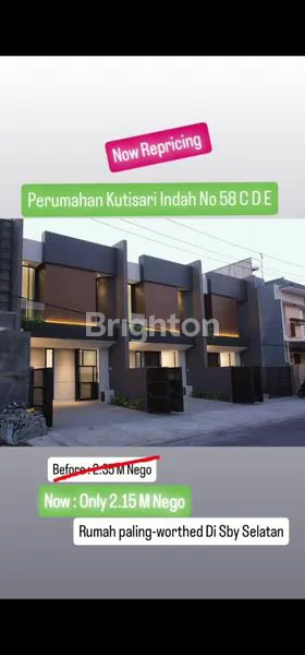 image RUMAH BARU GRESS DI RAYA KUTISARI INDAH DEKAT UKP UBAYA TENGGILIS PANJANG JIWO KENDANGSARI RUNGKUT A.YANI JEMUR SARI 10MENIT KE TOL WARU (1)