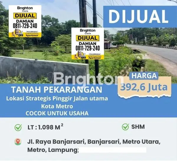 TANAH BANJARSARI METRO UTARA METRO LAMPUNG