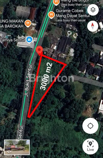 TANAH KOMERSIAL PINGGIR JALAN BUKIT SENTUL DEKAT GUMATI RESTO SENTUL