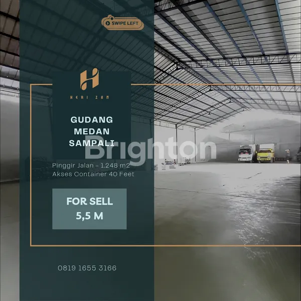 image GUDANG LUAS. 1.248 M2. MEDAN - SAMPALI. POSISI PINGGIR JALAN. KONDISI BAGUS, TERAWAT. 5 MENIT KE TOL HAJI ANIEF (1)