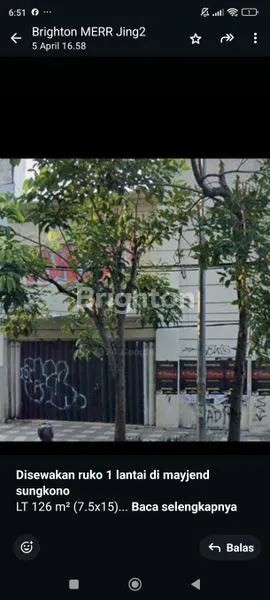 SEWA RUKO MAYJEND SUNGKONO NOLJALAN  SURABAYA