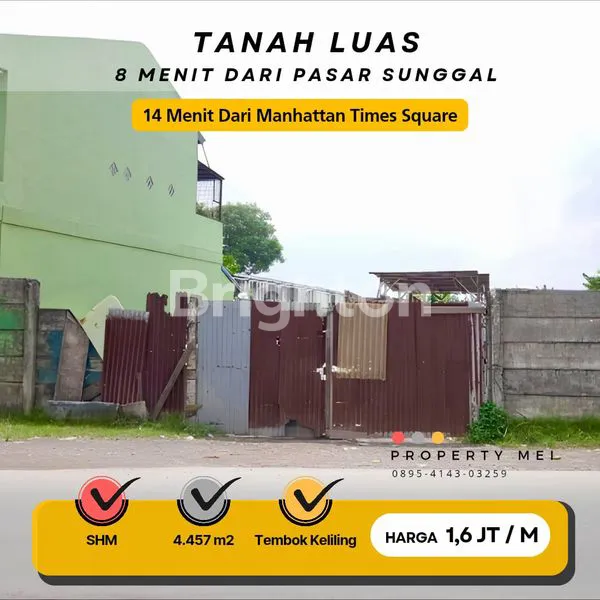 image DIJUAL TANAH LUAS 4,457M2 DAERAH MEDAN SUNGGAL - SUDAH TEMBOK KELILING (1)
