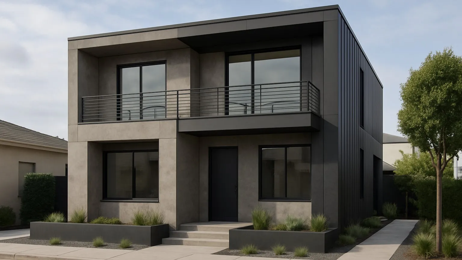 desain rumah 2 lantai minimalis modern elegan industrial minimalis 7