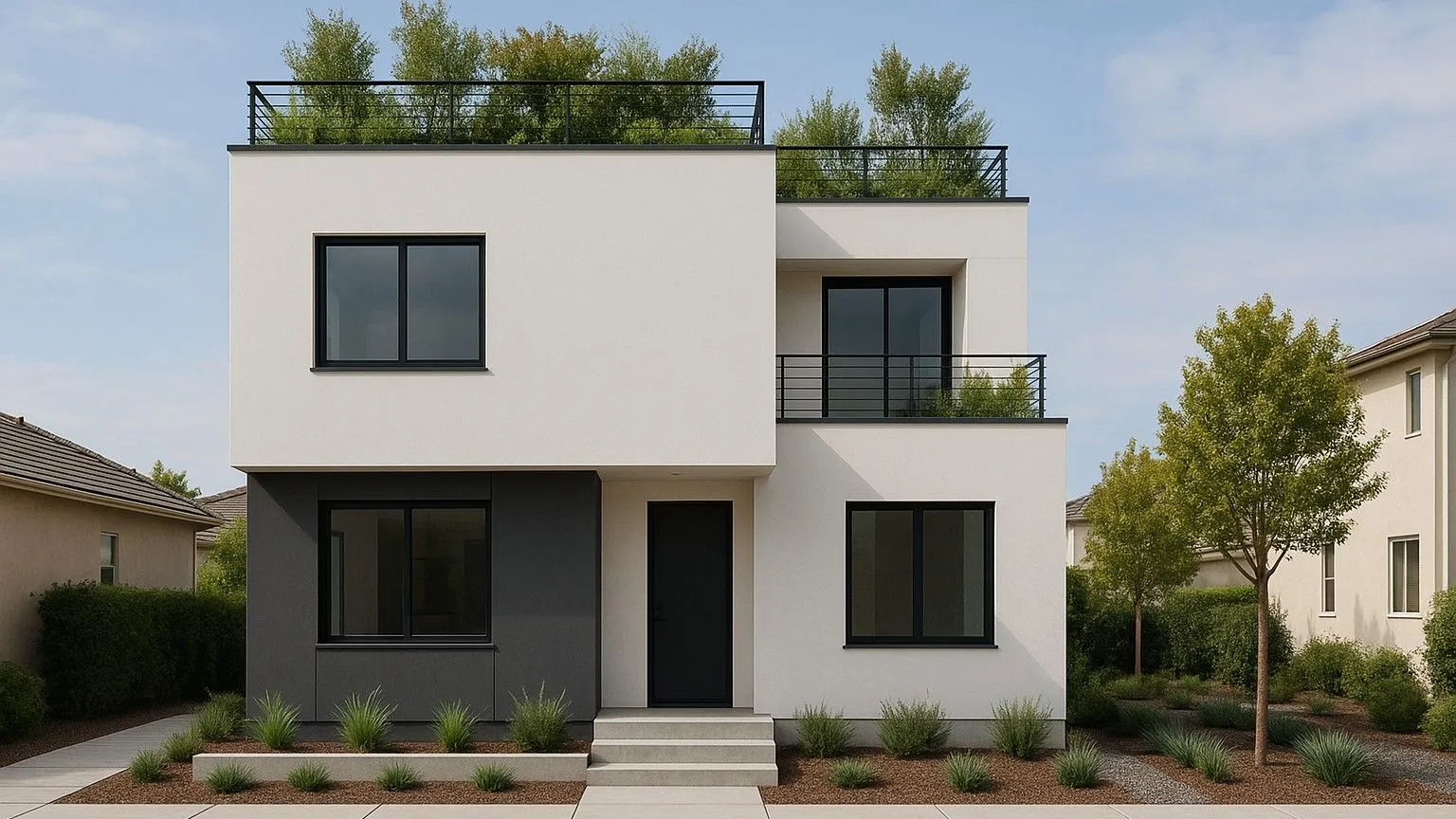 desain rumah 2 lantai minimalis modern elegan roof garden 10