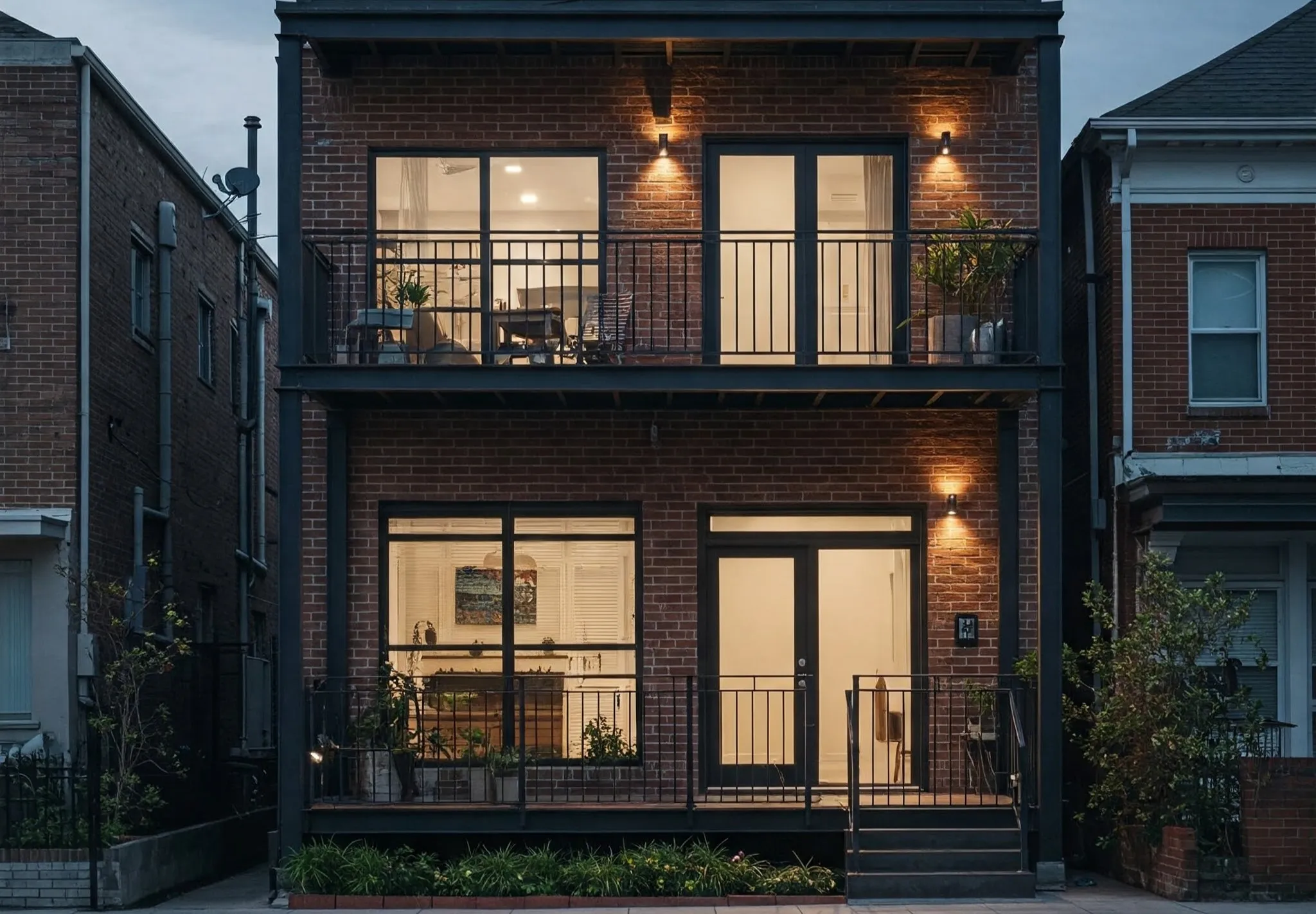 model balkon rumah 2 lantai minimalis bergaya industrial 8