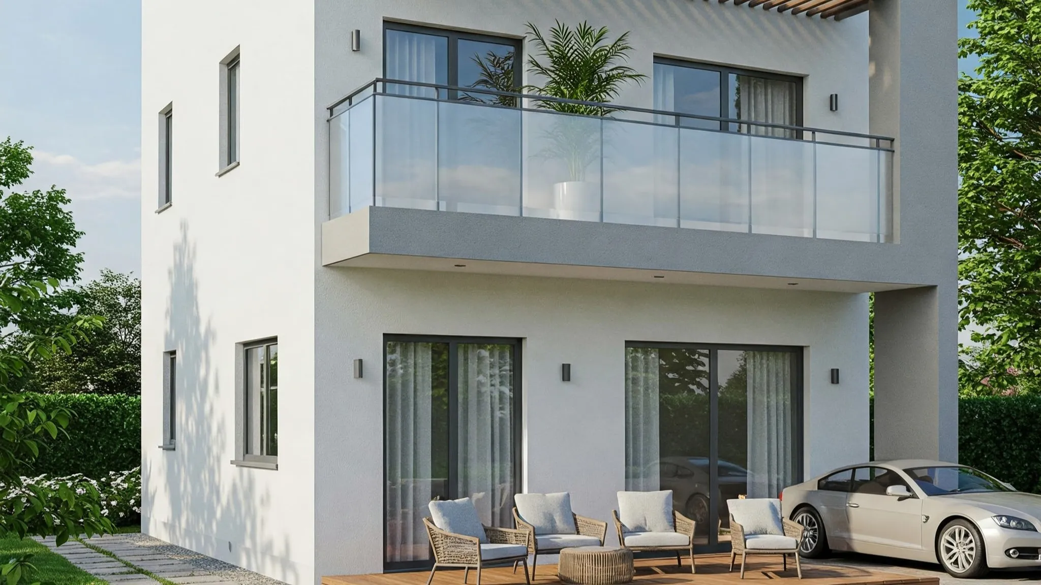 balkon rumah tingkat minimalis 2 lantai manfaatkan balkon sebagai ruang pribadi multifungsi 15