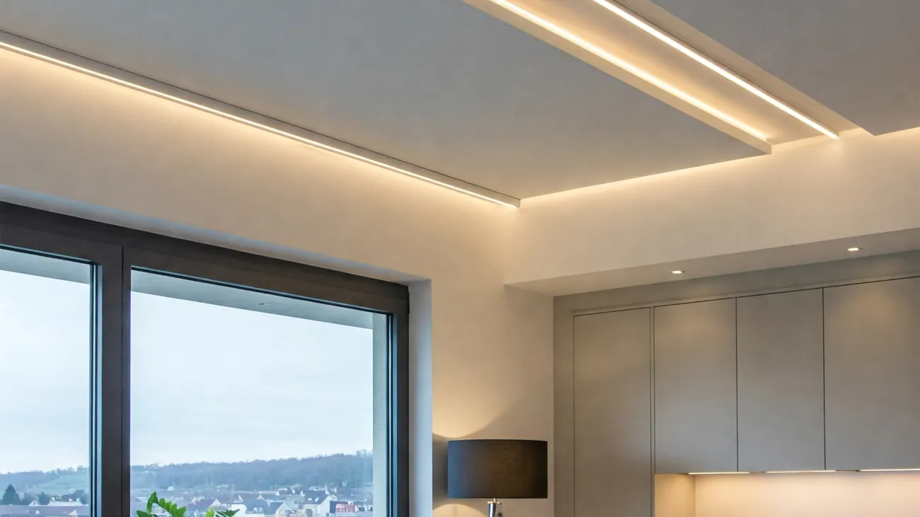 plafon rumah drop ceiling dengan led strip tersembunyi 9