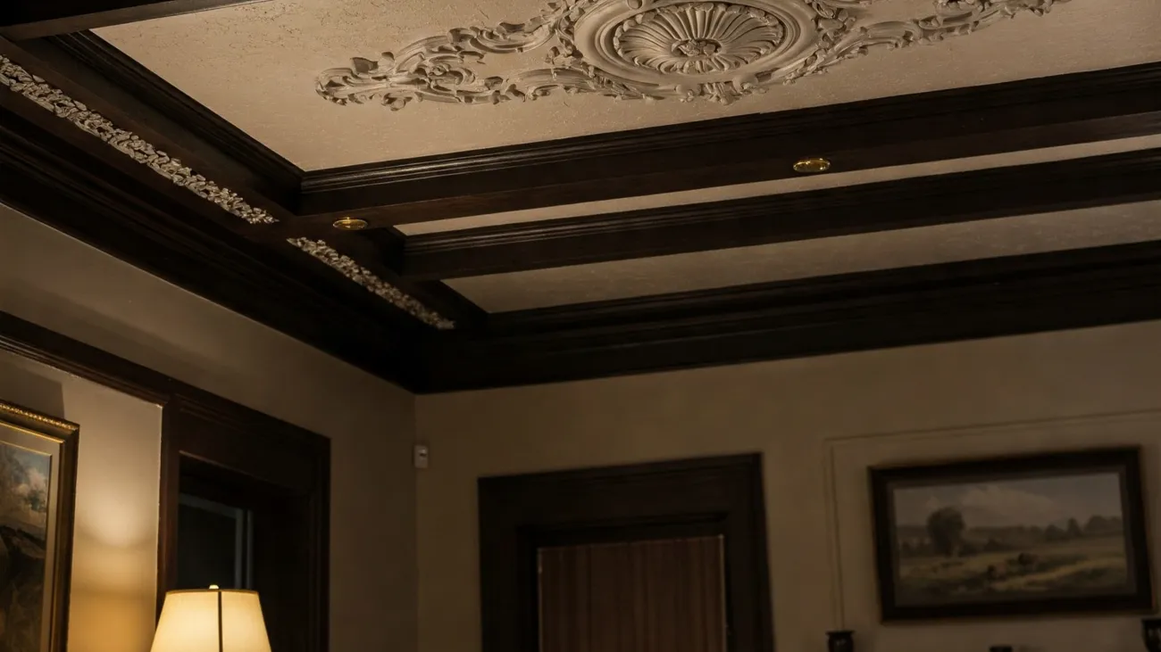 plafon rumah dengan bingkai list plaster atau kayu 20