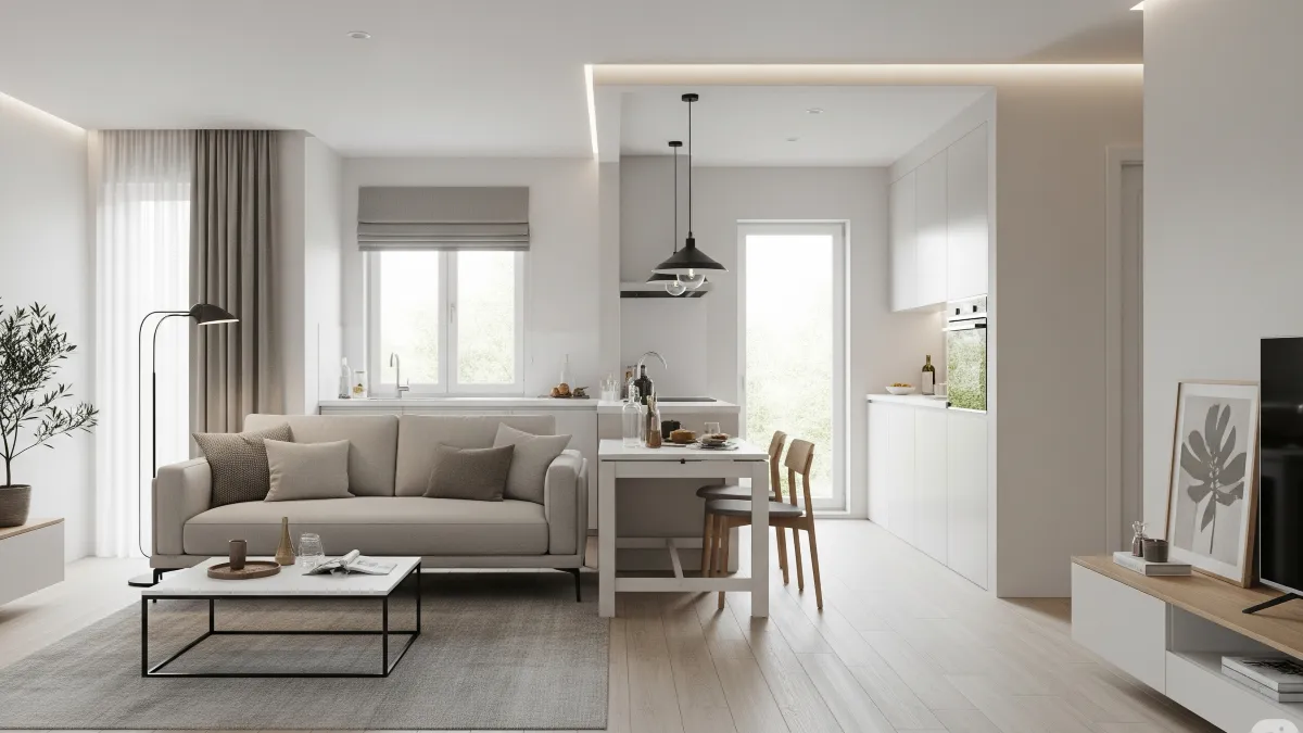 ruang tamu minimalis 3x3 desain multifungsi terbuka 8