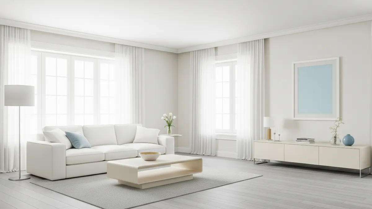 ruang tamu minimalis 3x3 warna cerah dan netral untuk kesan lapang 13