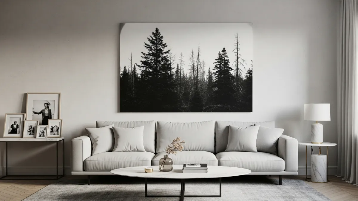 ruang tamu minimalis 3x3 dengan dekorasi dinding simpel 21