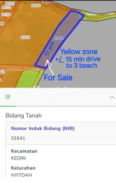 image FREEHOLD ( TANAH DIJUAL ) 10 - 15 MENIT BERKENDERAAN KE PANTAI . (3)