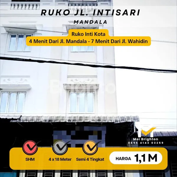 image DIJUAL RUKO SEMI 4 TINGKAT INTI KOTA MEDAN JL.INTISARI - MANDALA (1)