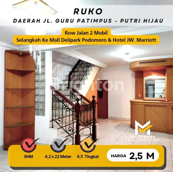 image DIJUAL RUKO INTI KOTA LOKASI PREMIUM - TITIK 0 KOTA MEDAN DAERAH JL. GURU PATIMPUS & JL. PUTRI HIJAU - SEMI FURNISHED  (1)
