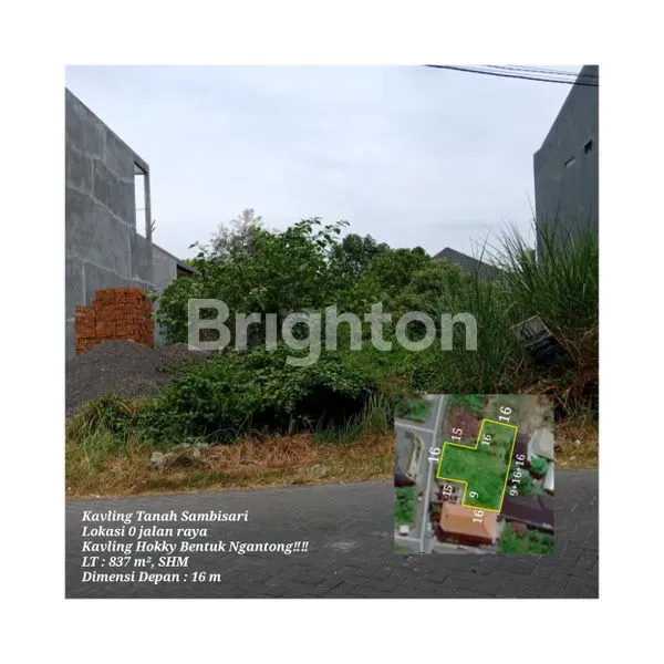 image KAVLING TANAH SAMBISARI. LOKASI 0 JALAN RAYA. KAVLING HOKKY BENTUK NGANTONG.  (1)