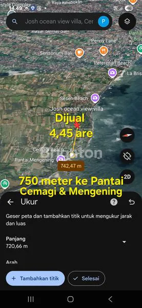 image TANAH DIJUAL 180 METER DARI LAUT DAN 750 METER KE CEMAGI DAN PANTAI MENGENING (3)