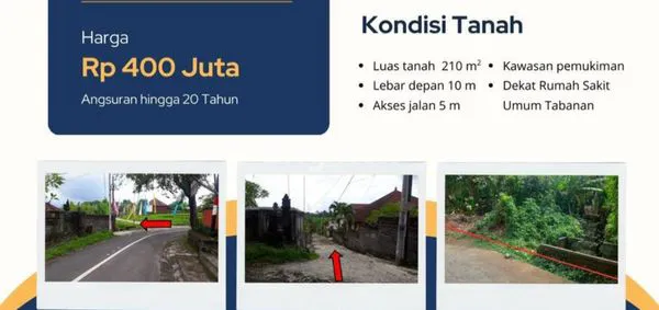 TANAH STRATEGIS 210M2 DI DAJAN PEKEN TABANAN, BALI HARGA TERJANGKAU