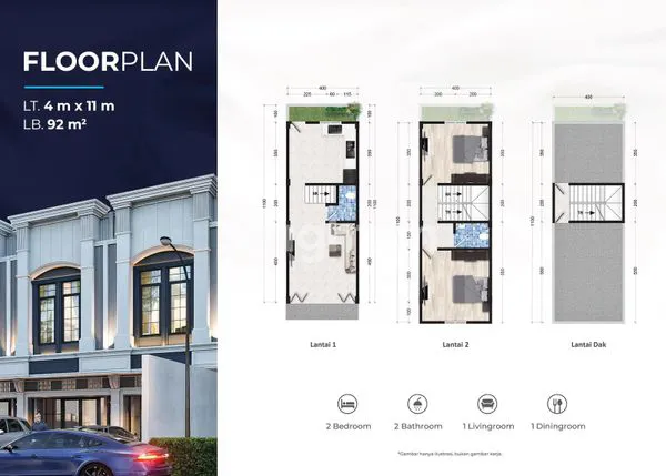 image TOWNHOUSE 2,5 TINGKAT DAERAH JALAN PASAR 3  KRAKATAU HADAP BARAT SIAP HUNI FULL GRANIT-MEDAN TIMUR (4)