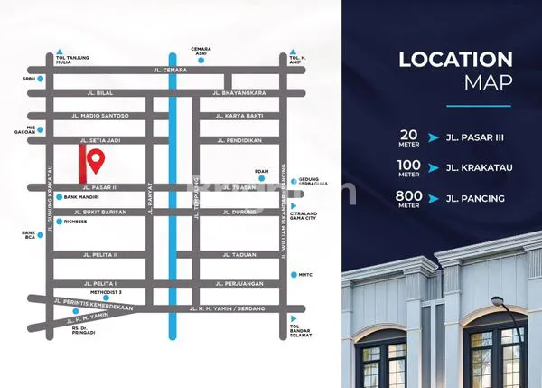 image TOWNHOUSE 2,5 TINGKAT DAERAH JALAN PASAR 3  KRAKATAU HADAP BARAT SIAP HUNI FULL GRANIT-MEDAN TIMUR (2)
