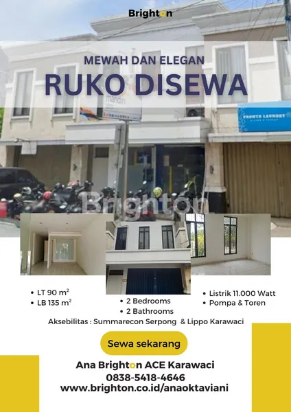 DISEWAKAN RUKO 2 LANTAI - KELAPA DUA TANGERANG