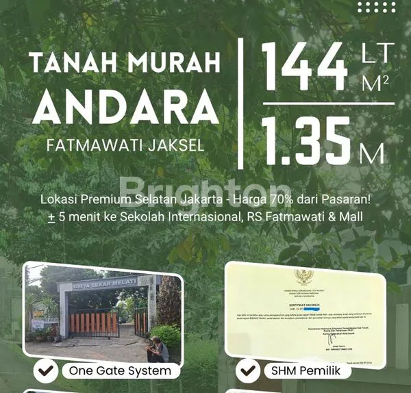 TANAH DI ANDARA, PANGKALAN JATI BARU, CINERE. JAKARTA SELATAN