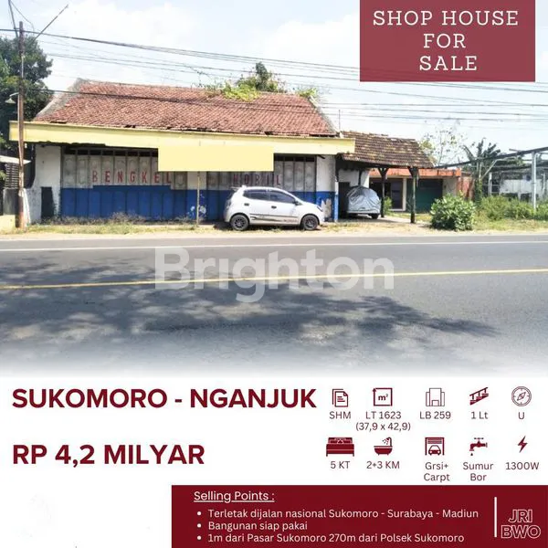 BU. DI JUAL TANAH BESERTA BANGUNANNYA. EX BENGKEL DAN CUCI MOBIL, RUMAH