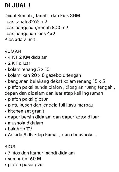 image RUMAH MEWAH BESERTA 7 UNIT KIOS DI LAHAN 3265 M² DI BANDAR LAMPUNG  (2)