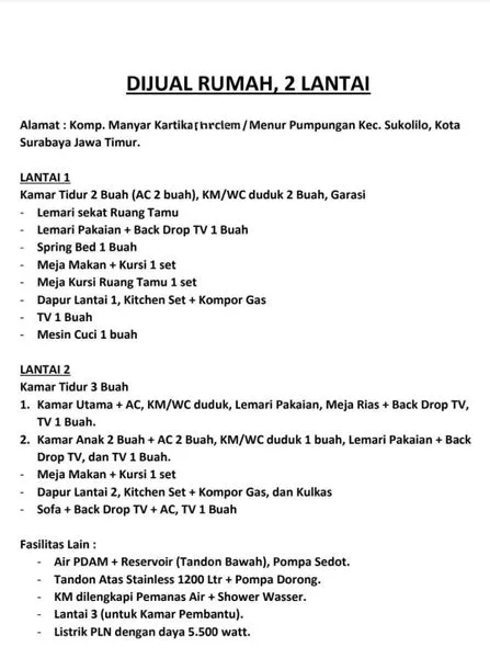 image  MURAH RUMAH 2 LANTAI FULL FURNISED DI MANYAR KARTIKA DEKAT ITS GALAXY MALL MERR PAKUWON CITY RS UNAIR KENJERAN (7)
