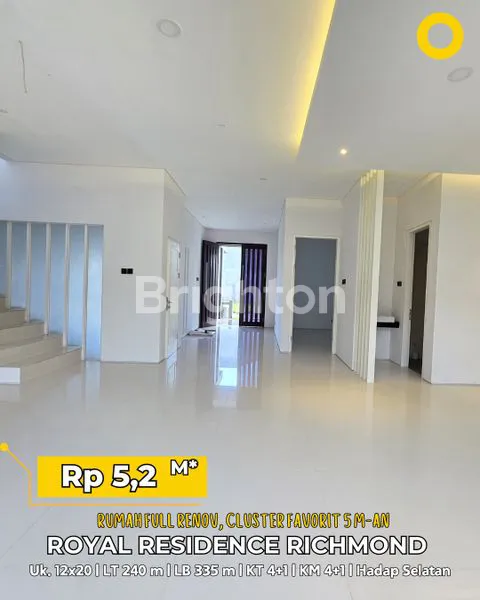 image RUMAH FULL RENOV, CLUSTER FAVORIT 5 M-AN. RICHMOND ROYAL RESIDENCE WIYUNG SURABAYA BARAT DEKAT PAKUWON MALL, PAKUWON INDAH, CITRALAND. (3)