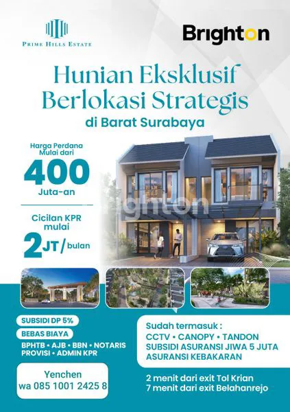 image TERBARU PERUMAHAN PRIME HILLS ESTATE DI KEDAMEAN - GRESIK - SURABAYA BARAT MULAI 400JTAN ! (1)