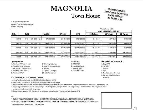 image RUMAH KOMERSIL MAGNOLIA RESIDENCE DAPAT EMAS LOGAM MULIA ANTAM 5 GRAM + AC SHARP 3/4 PK 1 UNIT DI JLN. MS. BATU BARA, KUPANG RAYA, TELUK BETUNG UTARA, BANDAR LAMPUNG, LAMPUNG (6)