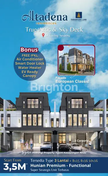 image ALTADENA RESIDENCES: HUNIAN PREMIUM 3 LANTAI DI CBD GADING SERPONG (1)