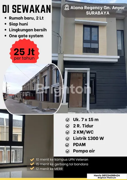 image DI SEWAKAN RUMAH 2 LT, DI ALANA REGENCY GN. ANYAR, SURABAYA (1)