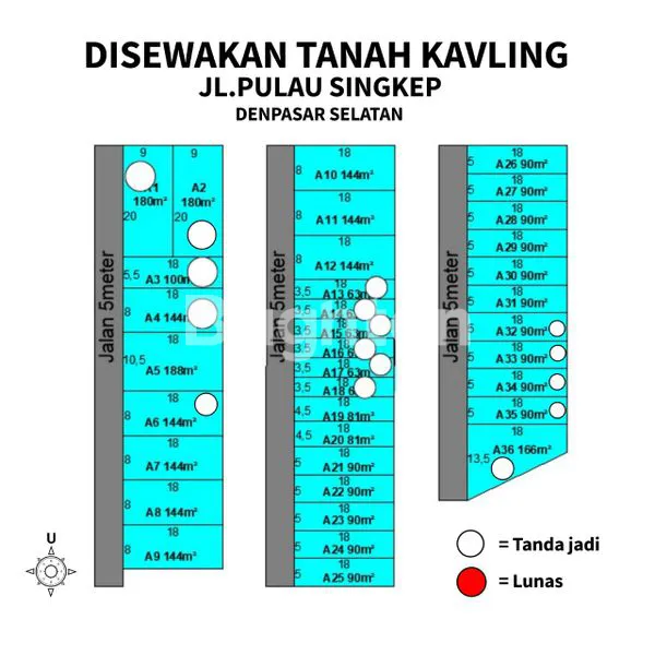 DISEWAKAN TANAH KAVLING – JL. PULAU SINGKEP, PEDUNGAN, DENPASAR SELATAN