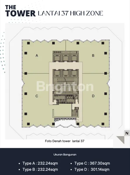 image DISEWA OFFICE SPACE UNFURNISHED LANTAI 37 DI THE TOWER GATOR SUBROTO (4)