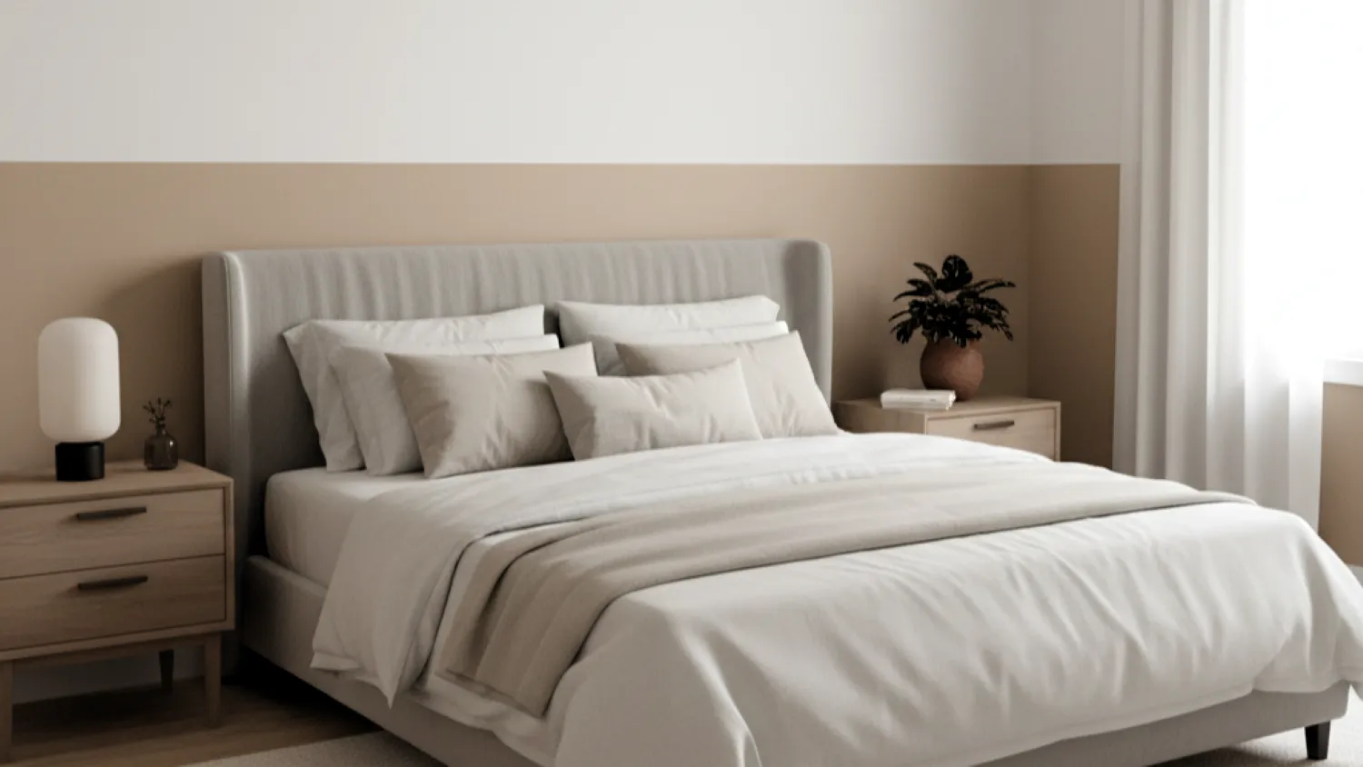 ide cat kamar dua warna aesthetic 7 kombinasi netral