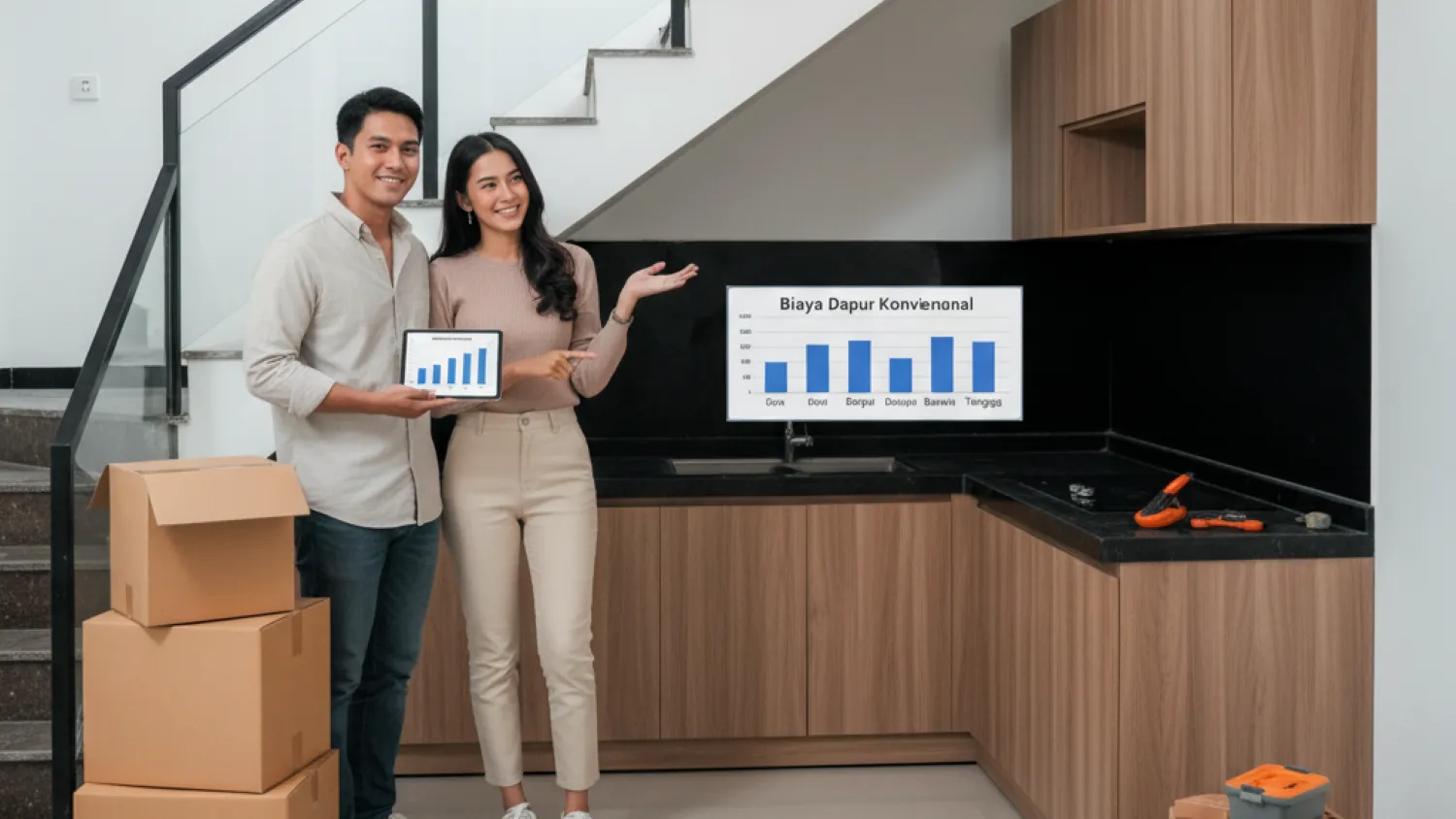 desain dapur dibawah tangga fungsional 4 efisiensi biaya