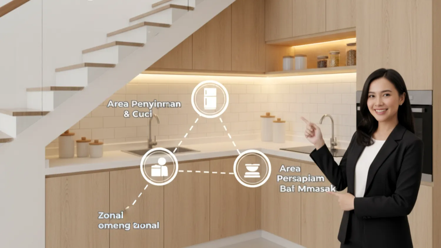 desain dapur dibawah tangga fungsional 7 perencanaan layout