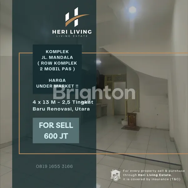 image RUMAH KOMPLEK JL. MANDALA. INTI KOTA. BARU RENOVASI LANTAI 2 & ATAS. HANYA 700 METER DARI JL. WAHIDIN. DEKAT KE SEKOLAH SUTOMO 1 (1)