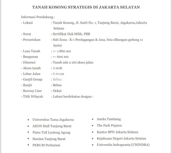 image TANAH 1.860 M2  JLN. SAIDI JAGAKARSA JAK- SEL (5)