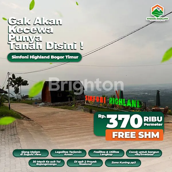 LAHAN SHM SIAP BANGUN 90 MENIT DR JAKARTA ,- SYMPHONY HIGHLAND CARIU BOGOR