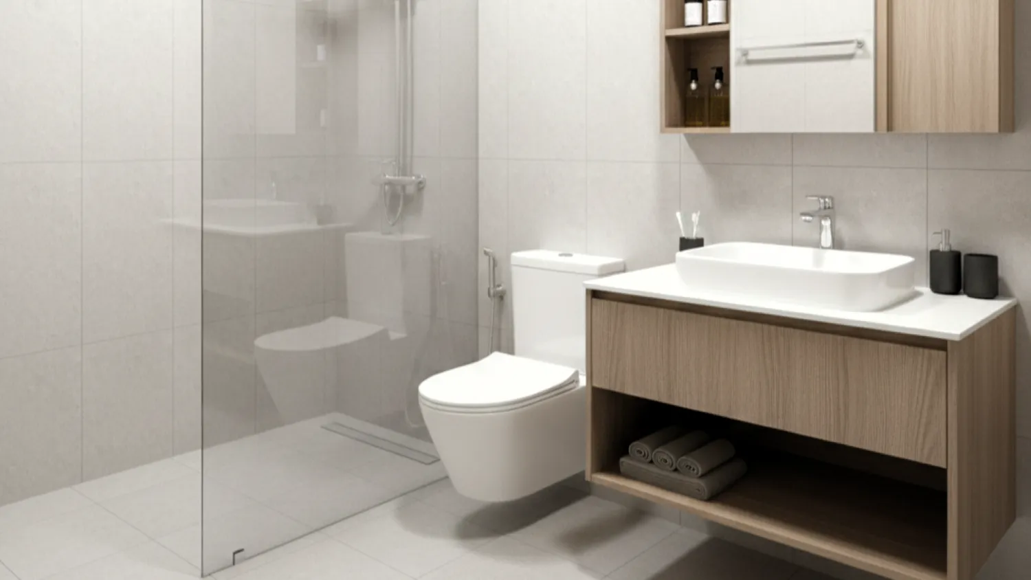 desain kamar mandi dalam kamar minimalis 3 efisiensi ruang