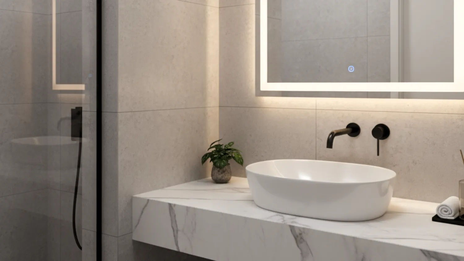 desain kamar mandi dalam kamar minimalis 9 analisi material