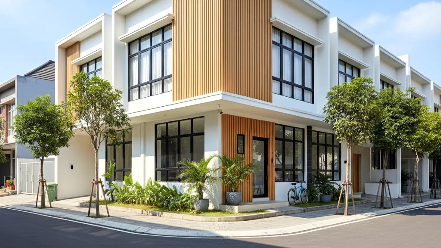 ide desain bangunan ruko 2 lantai minimalis modern 8 ruko skandinavia