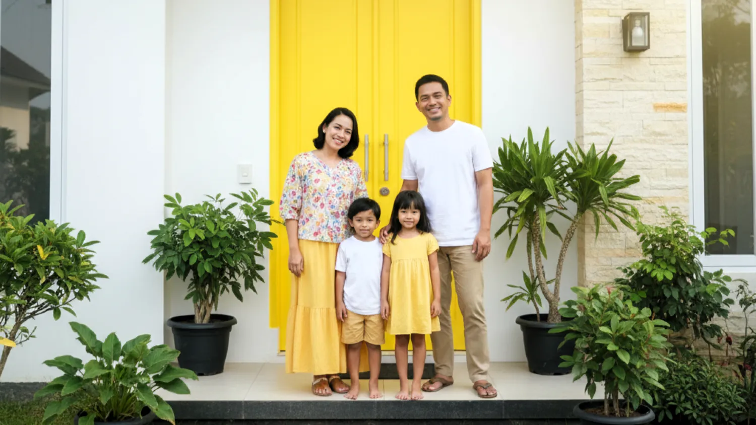 cat pintu rumah warna kuning nilai jual properti 3 simbol kebahagiaan