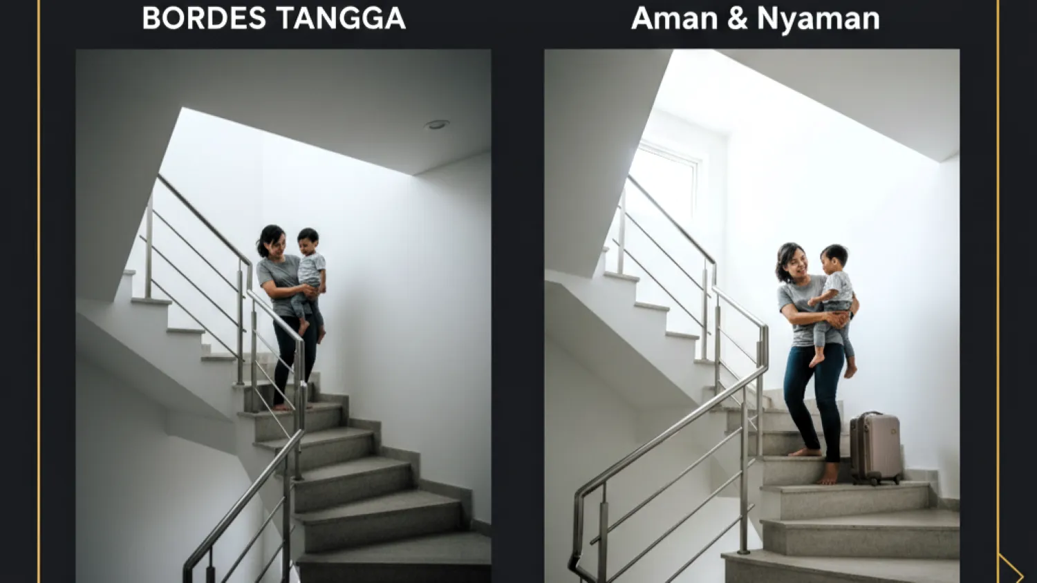 panduan ukuran tangga minimalis rumah kecil 7 bordes landing