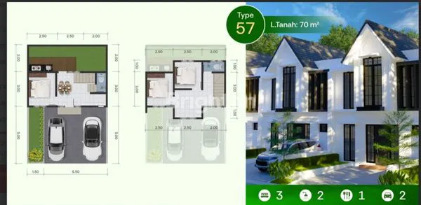 image RUMAH 2LANTAI TYPE PEARL DI THE GREEN DIAMOND RESIDENCE, GADANG (2)