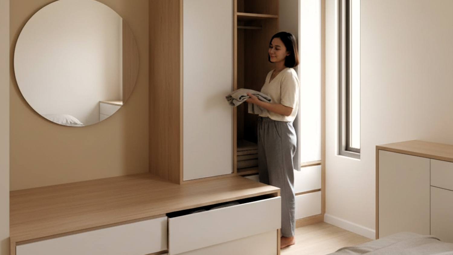 desain rumah minimalis type 36 luas 3 furnitur multifungsi