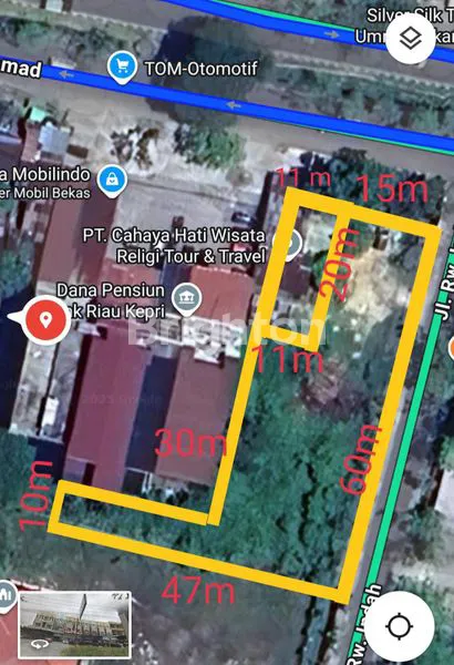 TANAH  KOMERSIAL 1800M² DI JALAN UTAMA ARIFIN AHMAD